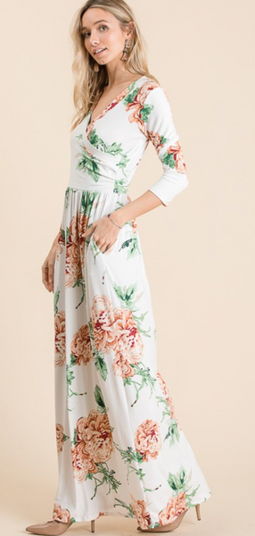 Floral Maxi Dress - Ivory