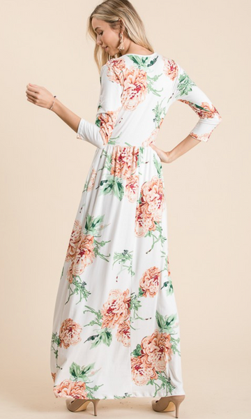 Floral Maxi Dress - Ivory
