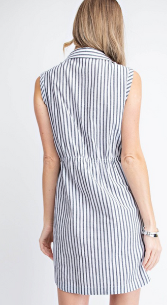 Stripe Shirt Dress - White/Black