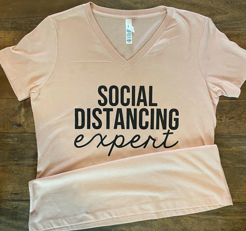 Social Distancing Expert Graphic Tee - Peach