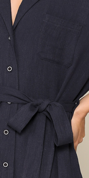Button Up Midi Dress - Navy