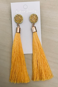 Long Tassel Earrings - Yellow