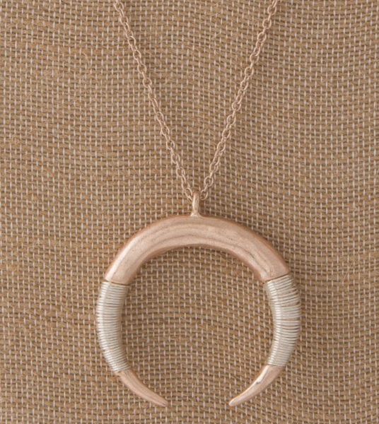 Horn Pendant Necklace - Rose Gold